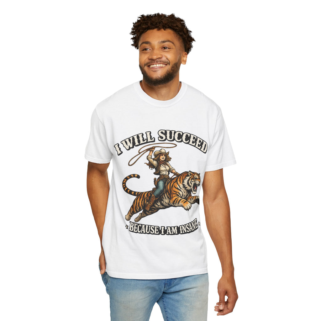 I Will Succeed Tiger T-Shirt — Bold Vintage Rider Graphic Tee