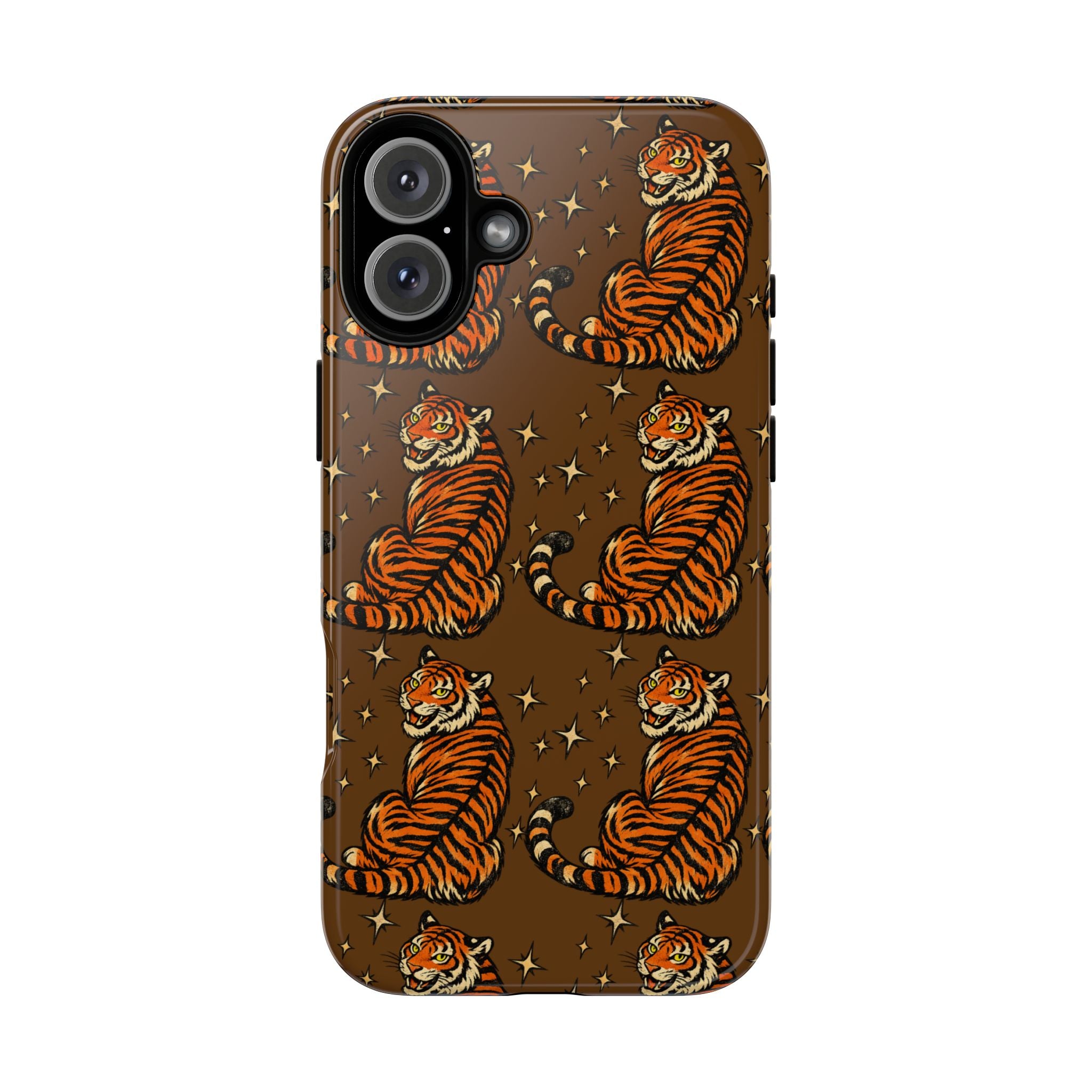 Tiger Pattern Phone Case — Retro Brown Vintage Tiger Print Tough Case