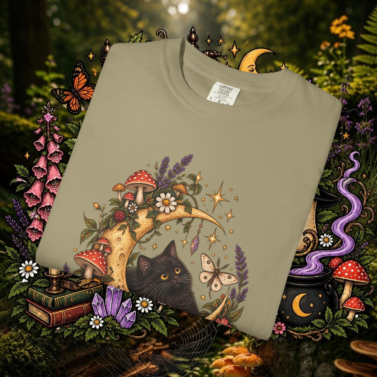 Moonlit Black Cat Oversized T-Shirt