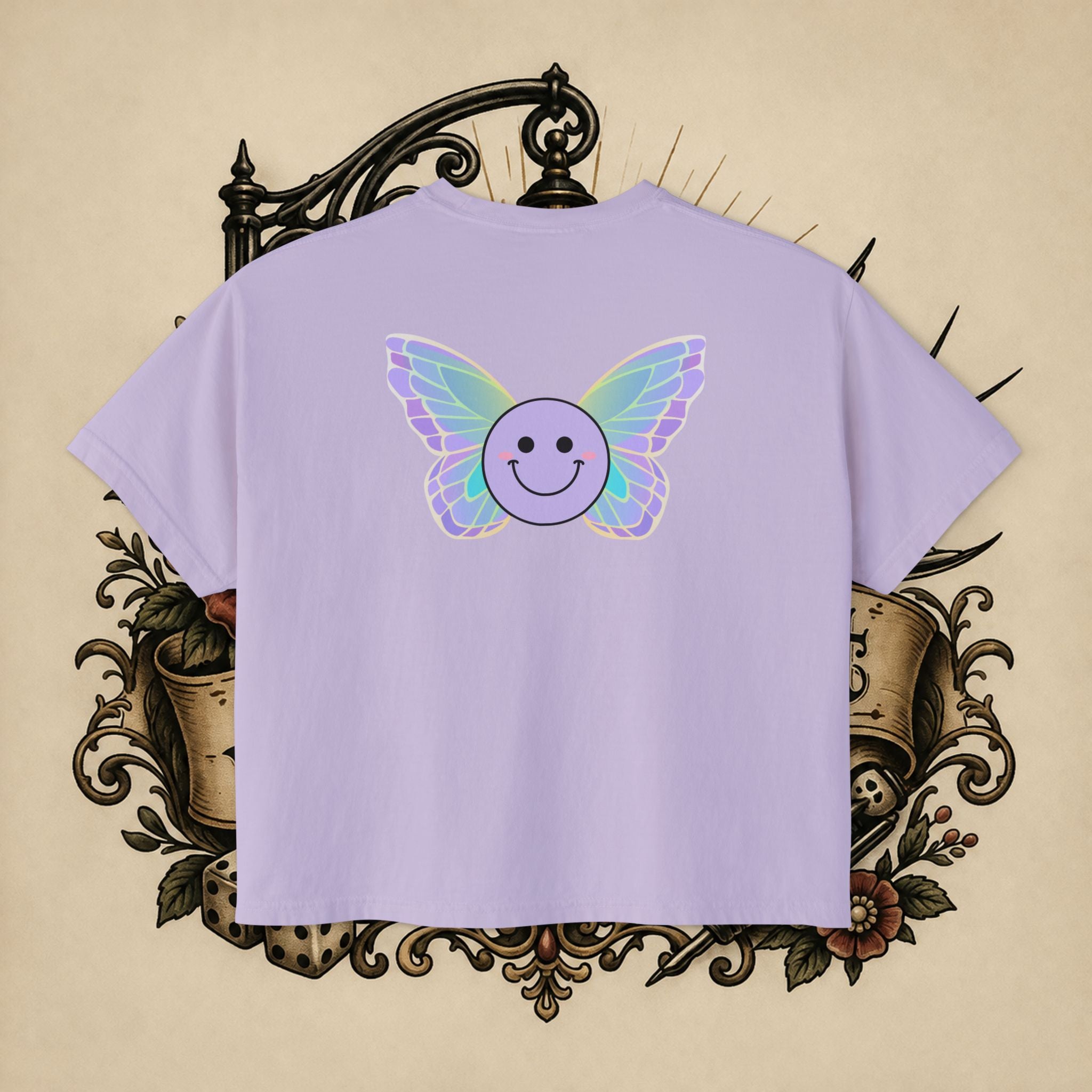 Women's Boxy Tee — "Fueled by Rage" Cute Rainbow Bunny Graphic