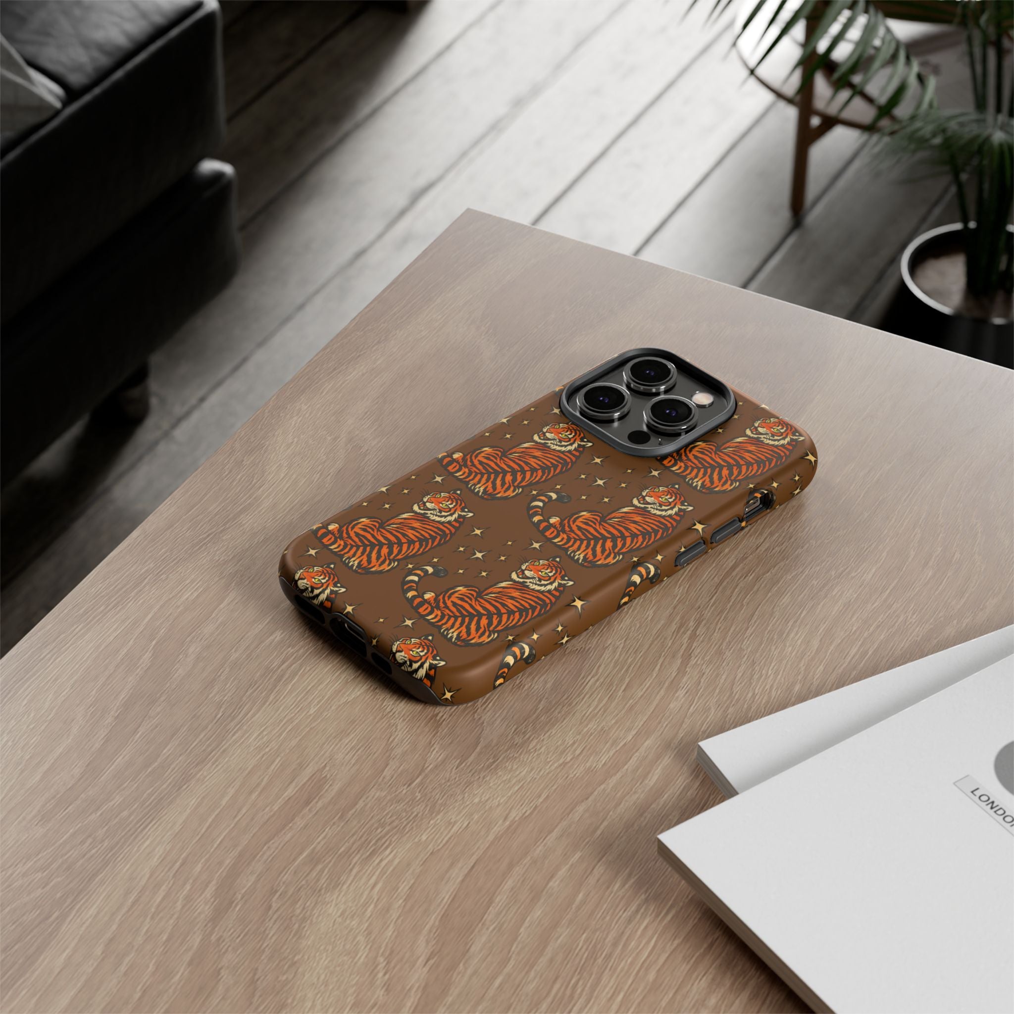 Tiger Pattern Phone Case — Retro Brown Vintage Tiger Print Tough Case
